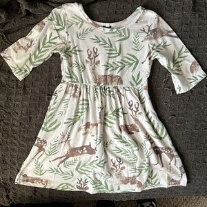 Baby Ball Deer Theme Quarter Sleeve Cotton Dress Size 5t